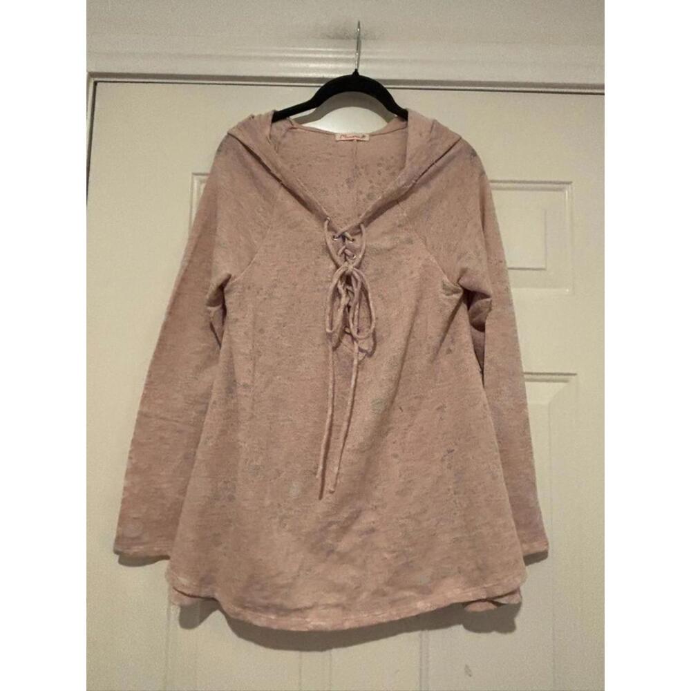 Women's Anthropologie Maronie Pink hoodie sweater sz S oversized #1265